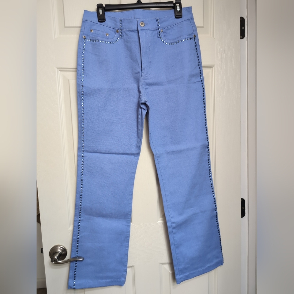 DG2 Women's Periwinkle Blue Jeans with Studded Detail Size 8